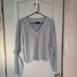 BCX Light Gray V-Neck Sweater
